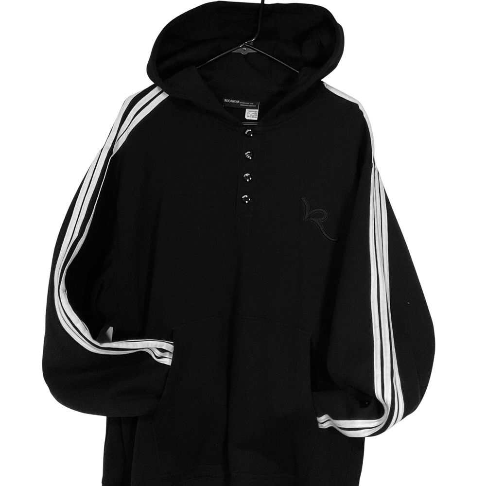 ROCAWEAR hoodie Y2K XXL embroidered R striped black streetwearβ hip hop RN106830